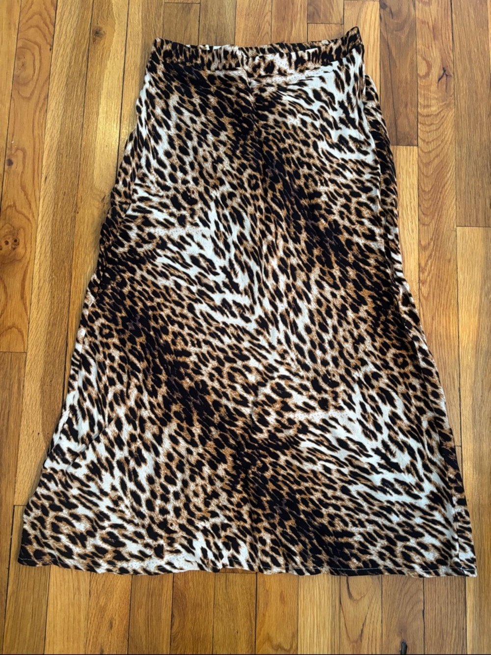 Vici Leopard-Print A-Line Midi Skirt in Brown and Black